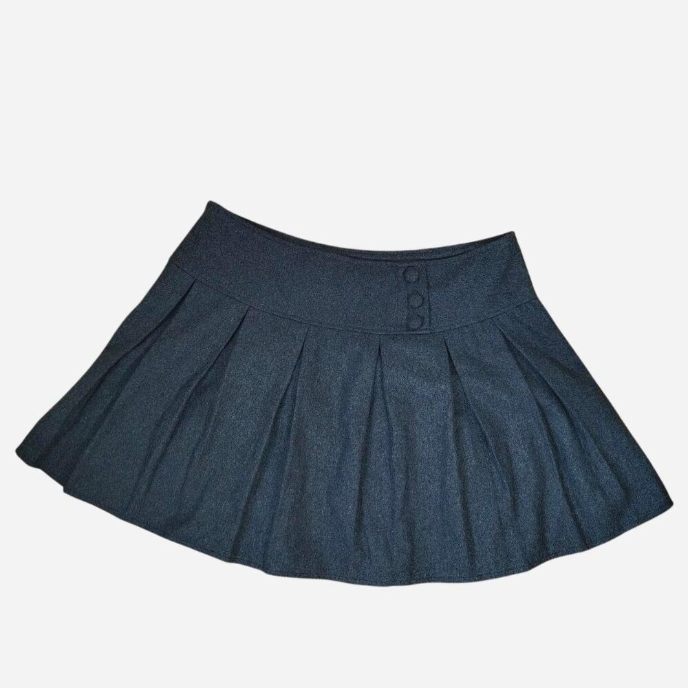 Gray Coquette Faux Wool Thick Gray Pleated Horror Protagonist Mini Skirt XL